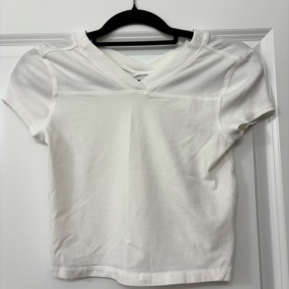 Free People Movement White Short Sleeve Crop Top
